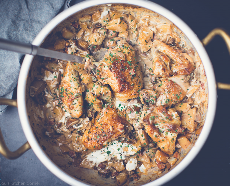 Chicken with porcini & chestnut mushrooms • Lou's Kitchen Corner