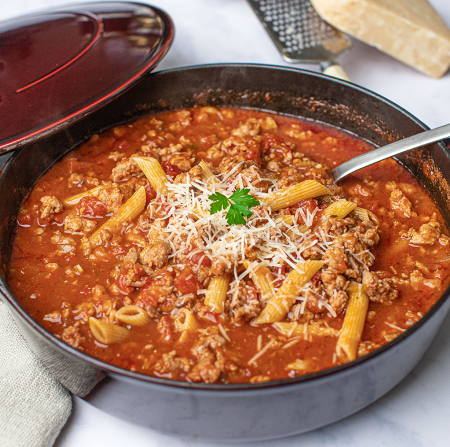 Italian sausage ragu with penne