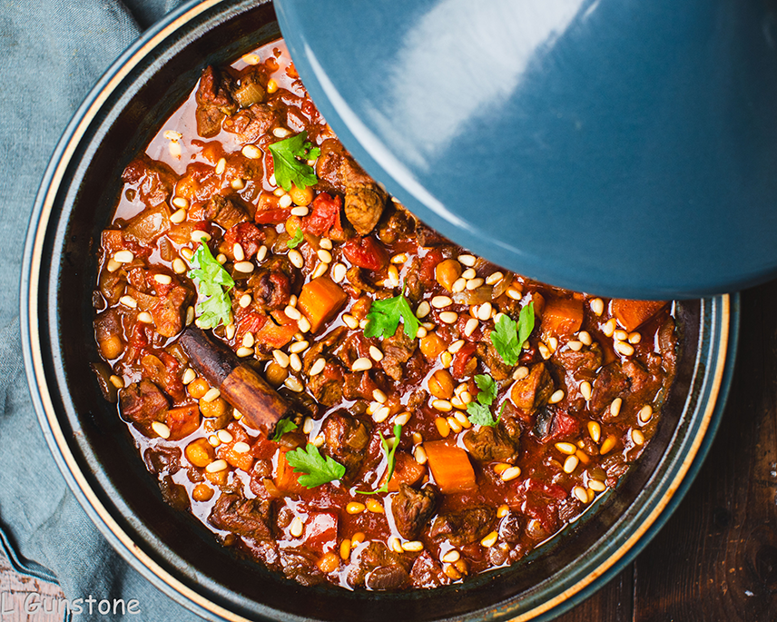 Lamb tagine with sultanas and pinenuts • Lou's Kitchen Corner