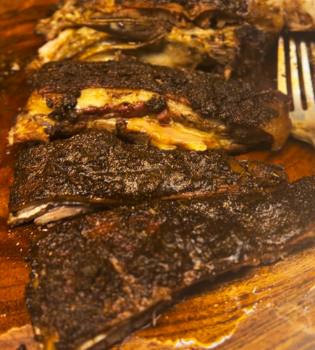 Spiced roasted lambs breast